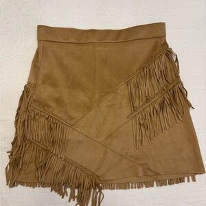 Guess Tan Wrap Mini Skirt Asymmetrical Casual